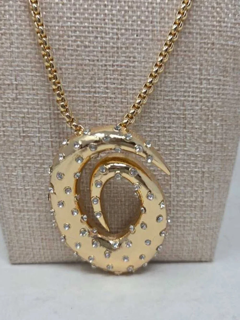 New Anthropologie glitz swirl gold pendant statement necklace